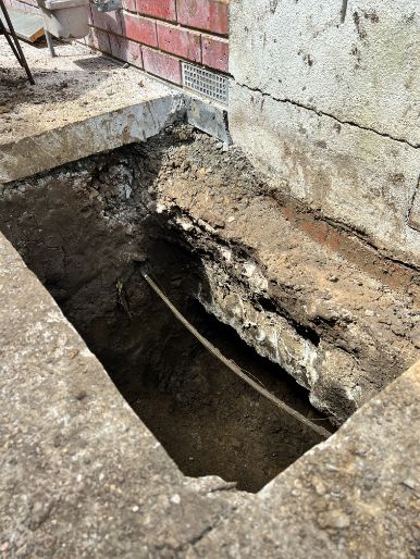 Bendigo Restumping Underpinning have dug a hole for underpinning this home in Big Hill The footing will be jacked and then concreted to the original height for foundation repairs