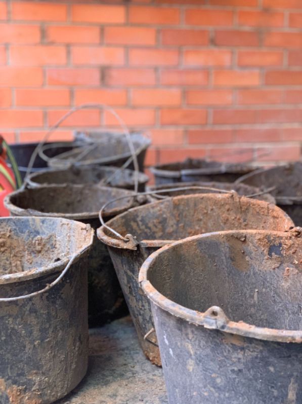 Buckets used for underpinning by Bendigo Restumping Underpinning homes in White Hills